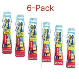 6-Pack Colgate Bluey Extra Soft Kids Toothbrush Blue Extra Soft Bristles Manual